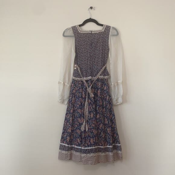 Gunne Sax VTG 1970s RARE Print Birds & Bees Dress - Picture 2 of 10